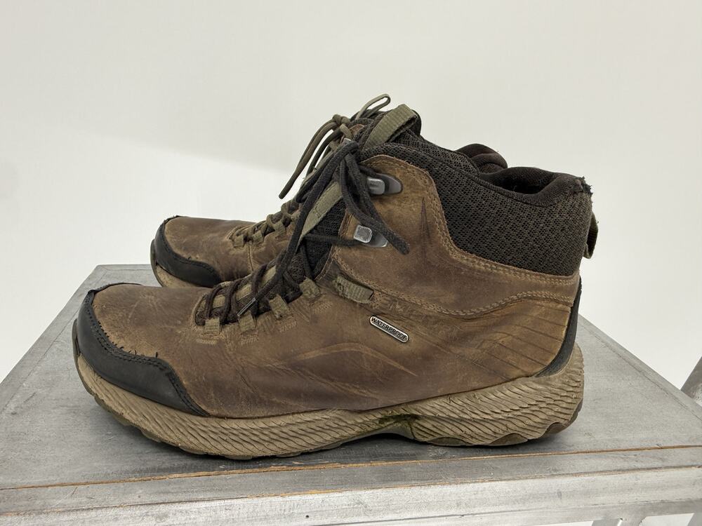 Merrell Forestbound Mid Waterproof Men's Brown Leather Mesh Hiking Boots Sz 11